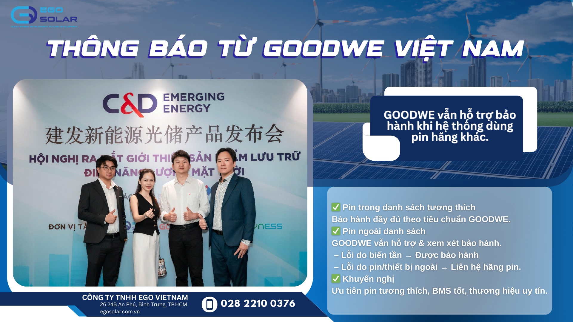 Chính sách bảo hành GOODWE khi sử dụng pin lưu trữ từ các nhà sản xuất khác tại Việt Nam