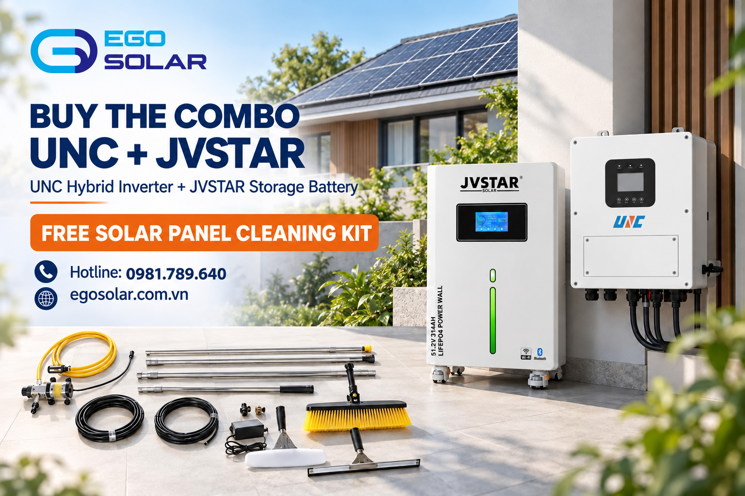 UNC 6.6kW Hybrid Inverter and JVSTAR 16kWh Battery Combo from EGO SOLAR and Asia SG