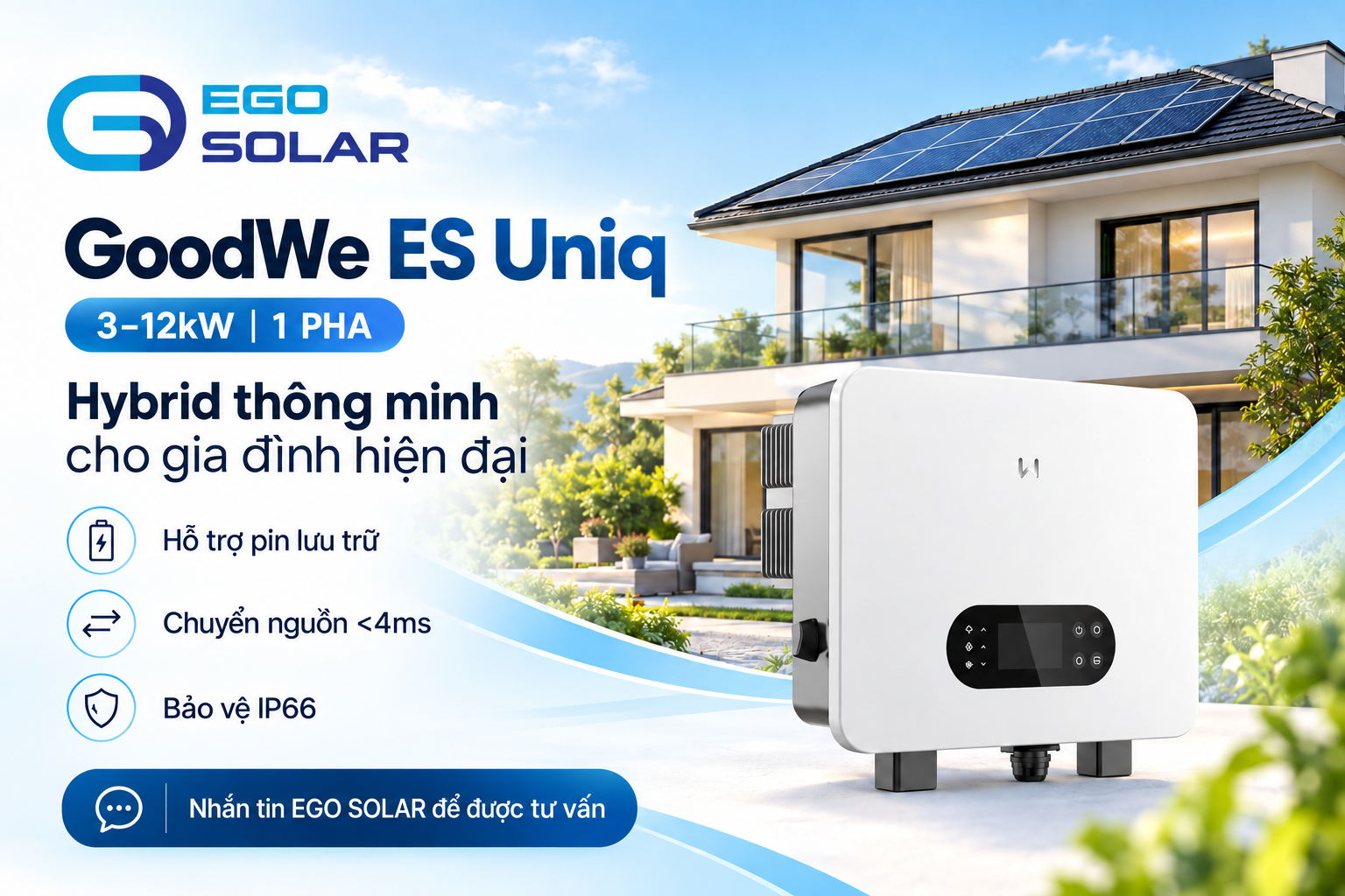GoodWe ES Uniq – Giải pháp điện mặt trời Hybrid cho gia đình hiện đại